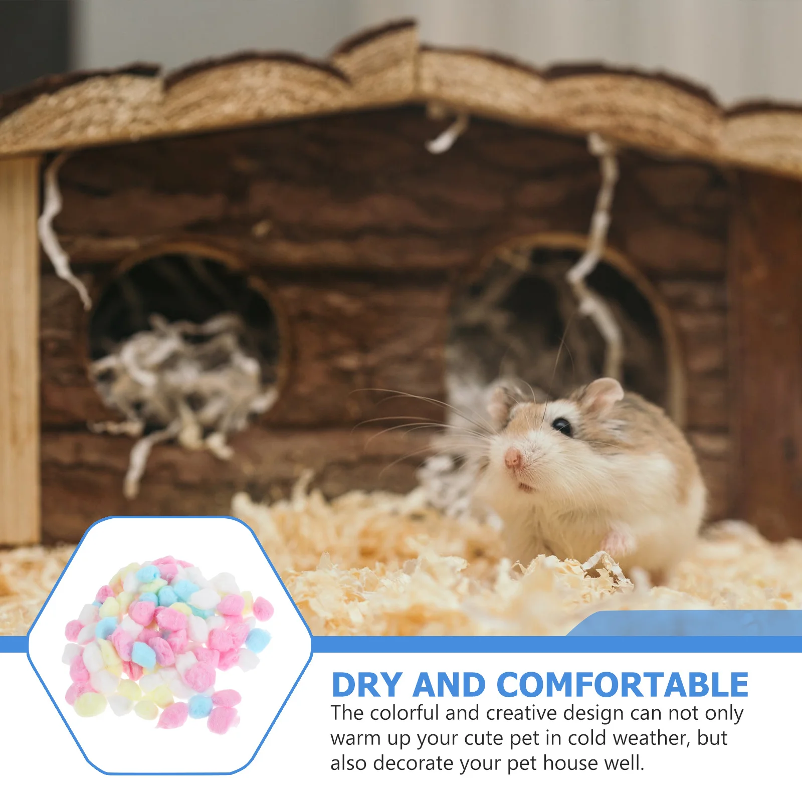 

300Pcs Hamsters Warm Colorful Cotton Balls Pet Nest Filling Cozy Winter House Bedding Supplies Hamsters Cotton Balls