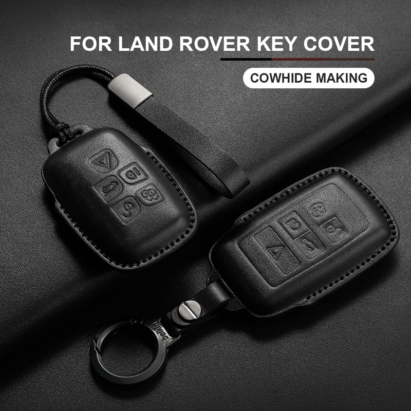 

Leather Car Key Case Cover Shell Holder For Land Rover Range Rover Sport Velar Evoque Freelander2 Discovery Keychain Accessories