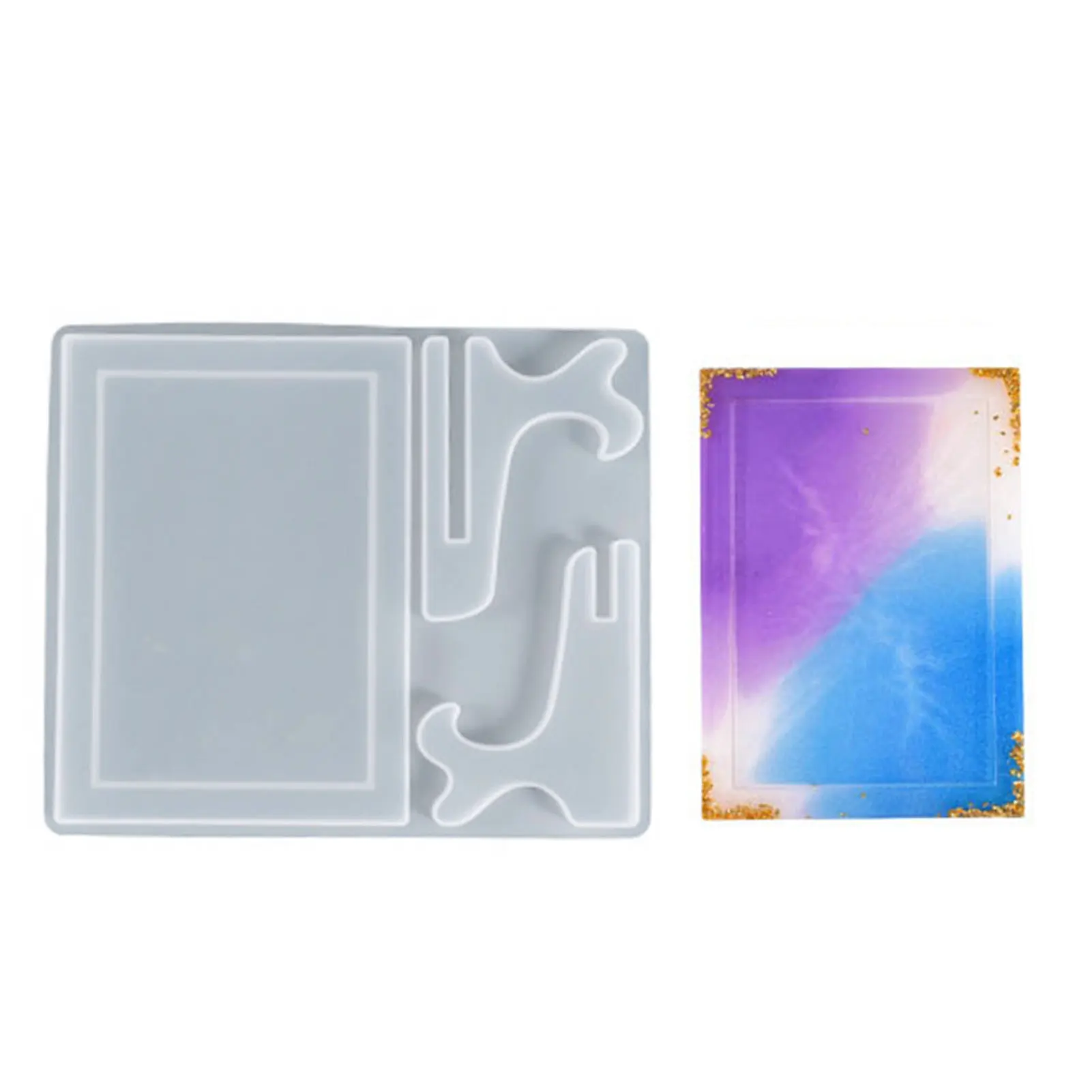 Resin Photo Frame Mold Rectangle Oval Irregular Shape Picture Frame With Display Stand Molds DIY Home Table Decor Silicone Mold