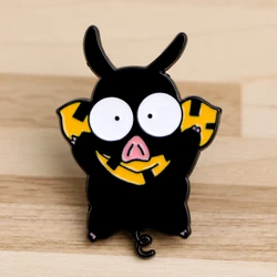 Broche de cerdo negro, insignia de figura de Anime, broche de esmalte para niños, Pin de juguete de cumpleaños, decoración de joyería, accesorios de Cosplay, regalos