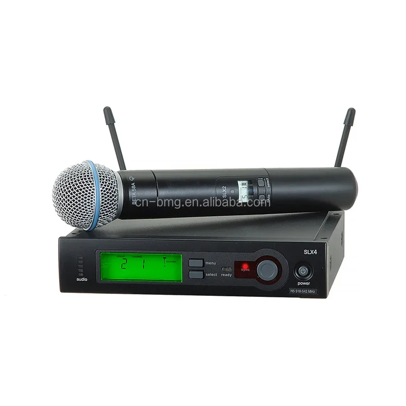 SLX4 SLX24/BETA58 S.M58 UHF Wireless Microphone Mic System with Handheld Headset and Lavalier Microphone