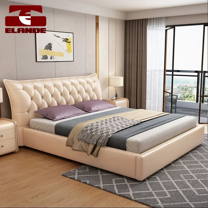 Leather Software Bed Simple Storage Tatami Master Bedroom Double Bed Light Luxury King Beds