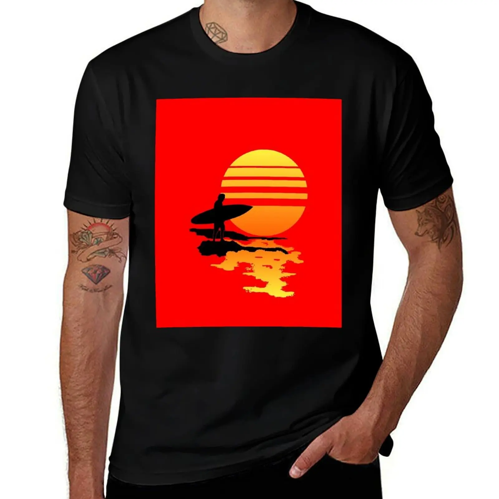 Surfing Sunrise T-Shirt Thanksgiving Day Tee Top T-Shirt