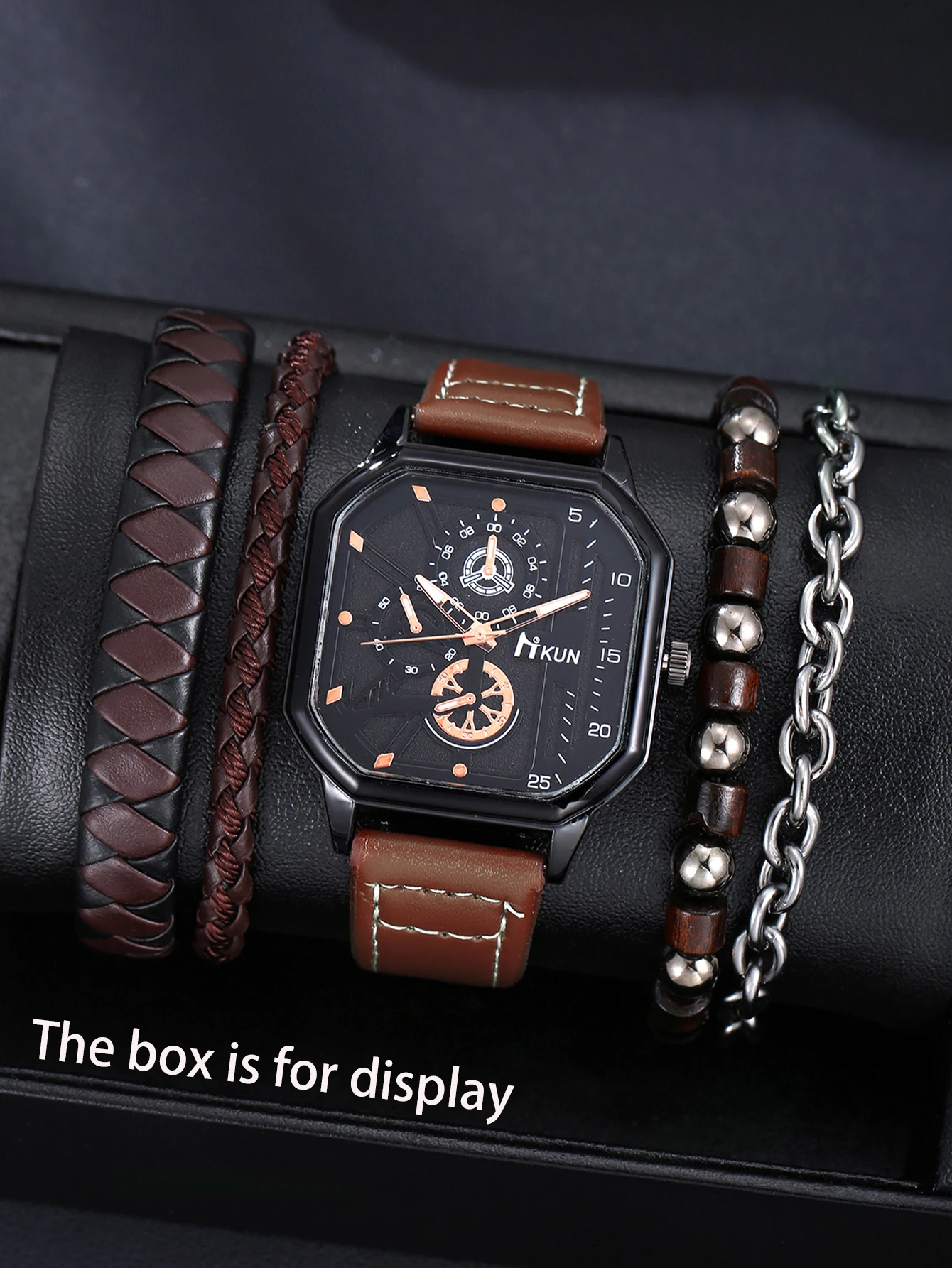 

5 шт. мужские повседневные трендовые модные спортивные часы, набор браслетов ручной работы, подходят для повседневной дорожной одежды