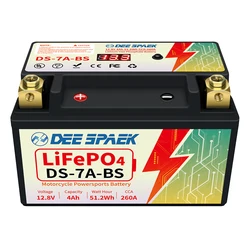 Europe Stock Lithium Motorcycle Starter Battery 7A-BS For Scooter 12.8v 260CCA LiFePO4 Motorbike Battery YTZ7A-BS