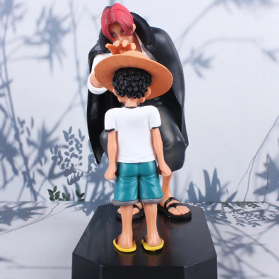 Anime uma peça figuras de ação luffy shanks infância sonho chapéu de palha kawaii modelo pvc macaco d luffy brinquedos colecionáveis boneca presente