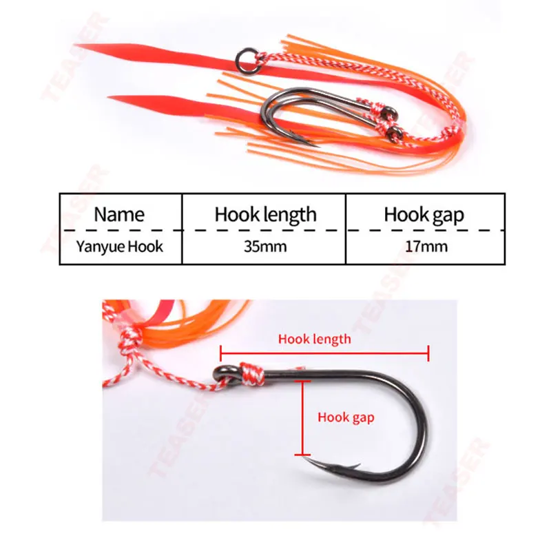 TEASER 20pcs/box Tenya Madai Jig Hook Silicone Rubber Skirts Tai Kabura Octopus Madai Squid Snapper Jigging Sea Fishing Lure