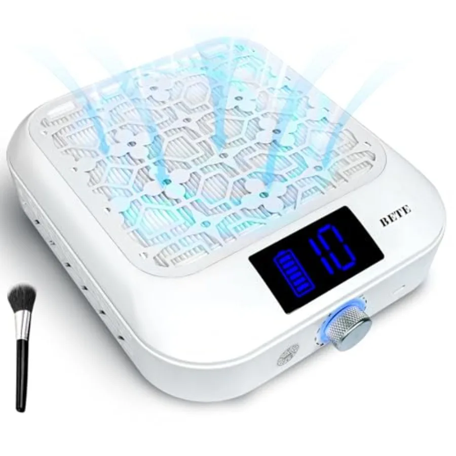 

Беспроводной пылесборник для маникюра 1800PA, мощное и тихое всасывание для полировки акриловых ногтей, перезаряжаемая батарея 6600 мАч с LED-подсветкой