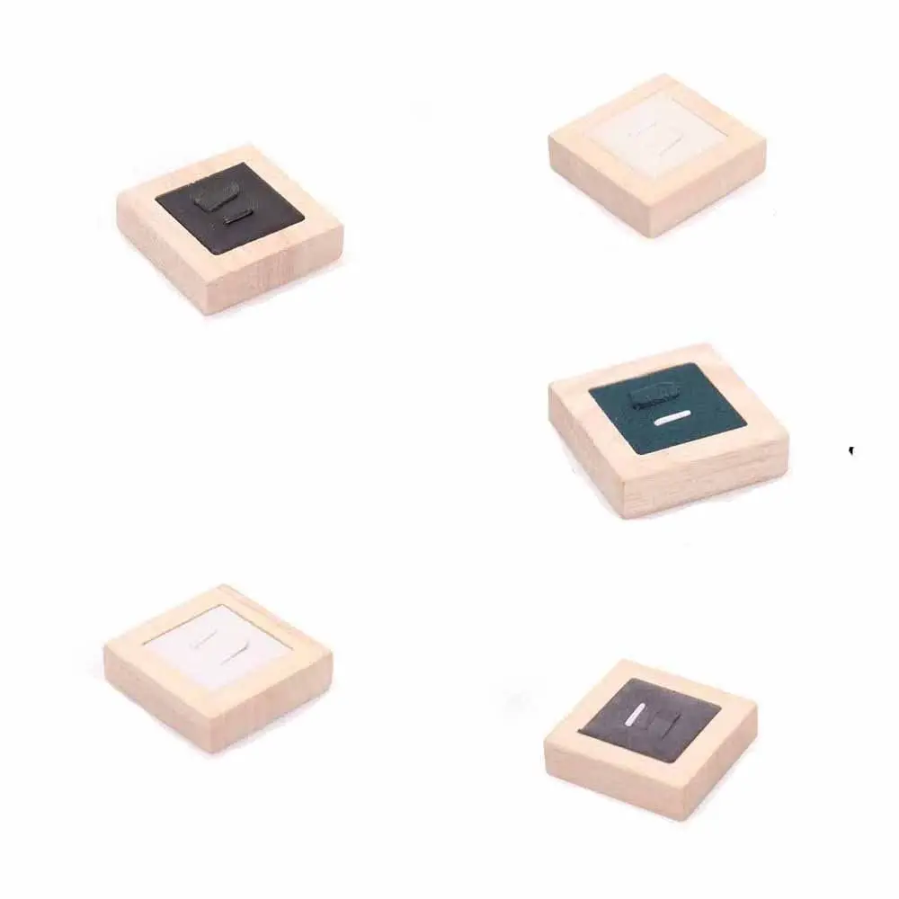 Ring Holder Case Wooden Jewelry Show Props Ring Display Rack Solid Color Earrings Rings Organizer Jewelry Display