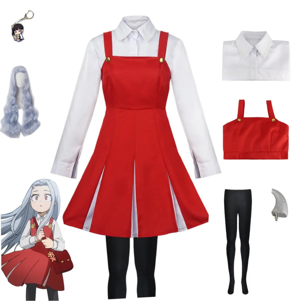 

Eri Cosplay Costume Anime Boku No Season4 Cosplay School Uniform Dress Outfit Halloween Costume Wig Horn Socks Campus Festival