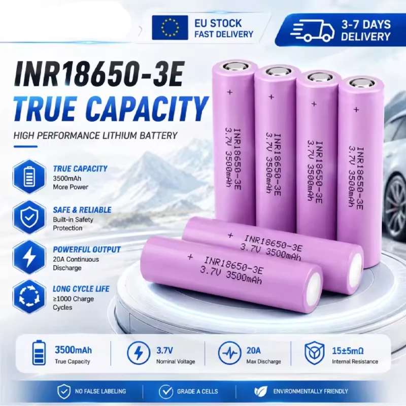 Batteria al litio 18650 da 3500 mAh, 3,7 V, 25 A, ad alta potenza, modello 35E, per utensili elettrici INR18650.