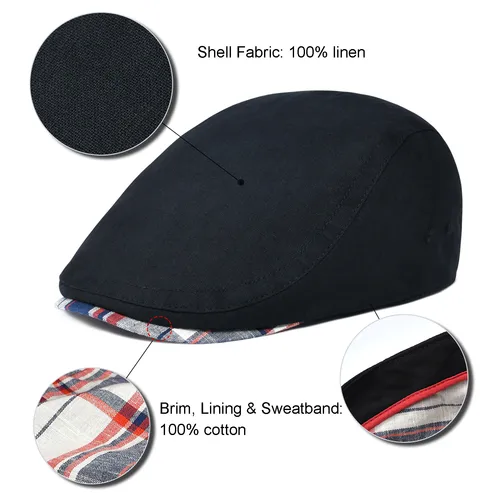 Imagen 2 del producto Jangoul gorra plana para hombre, sombreros de lino Vintage suaves, sombrero Retro informal para vendedor de periódicos, boina para hombre, sombreros de hiedra para conducir, verano y otoño