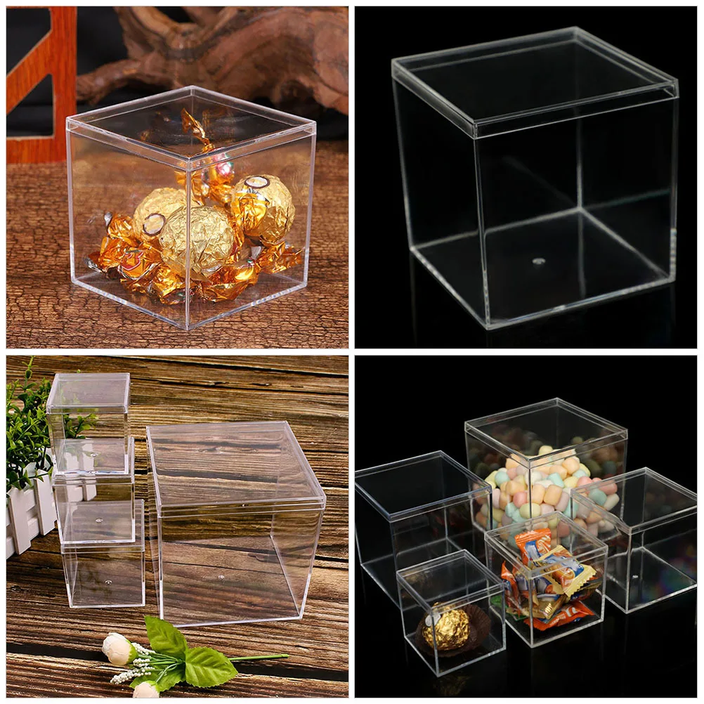 8Pcs Acrylic Candy Boxes Small Transparent Square Storage Organizer Box for Party Wedding Gift Wrapping Acrylic Candy Box