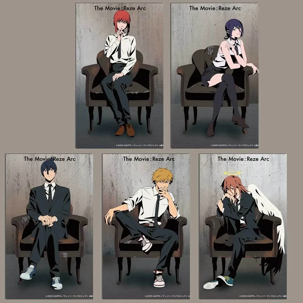 애니메이션 체인소맨 더 무비 레제 아크 덴지 마키마 하야카와 아키 코스프레 카드 5개 피규어 종이 카드 컬렉션 파티 소품