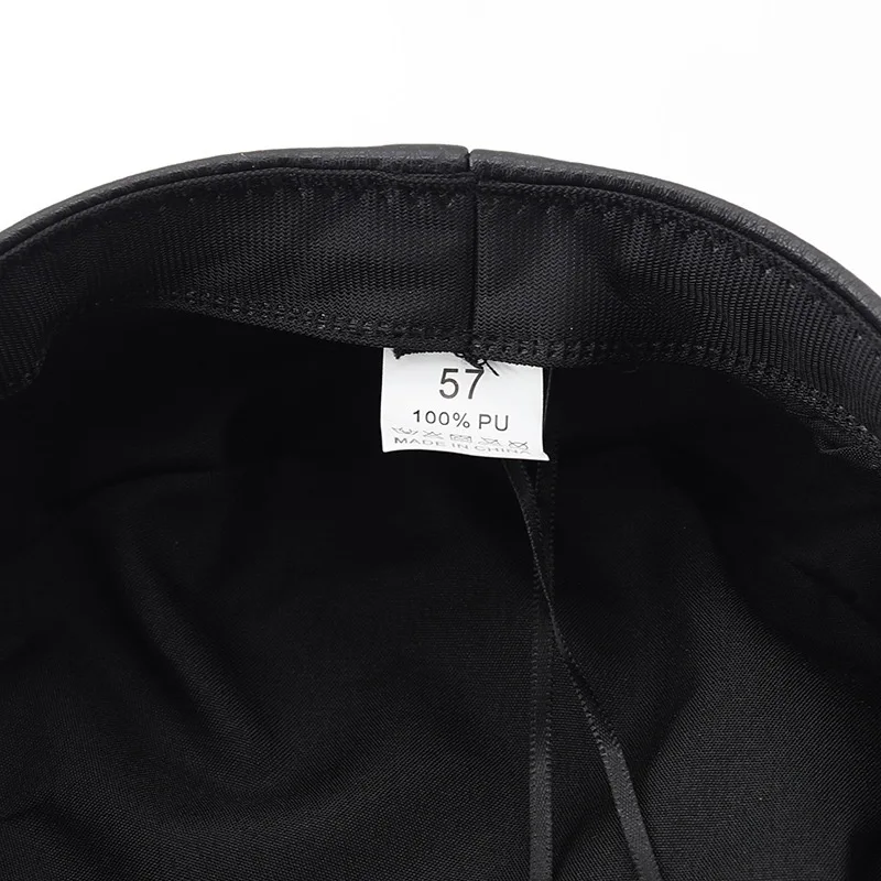 Nova moda feminina boina preto couro do plutônio plana chapéu militar acessórios femininos desfile de moda