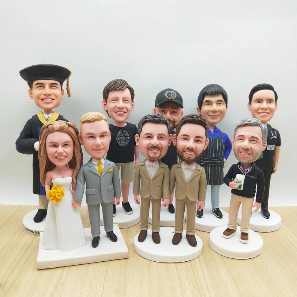 

Bobblehead Handmade Clay Figurine Gift for Him Her Couple Wedding Birthday Anniversary Bobblehead Personalised Keepsake