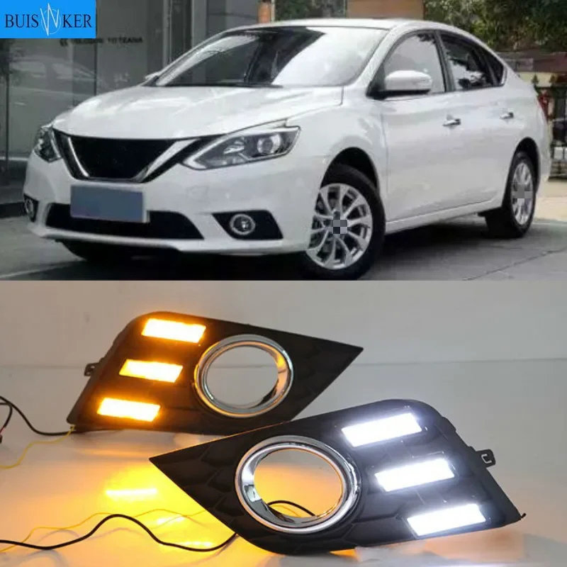 

2Pcs LED Daytime Running Light For Nissan Sentra sylphy 2016-2018 Waterproof 12V DRL Fog Lamp Decoration Car accessories