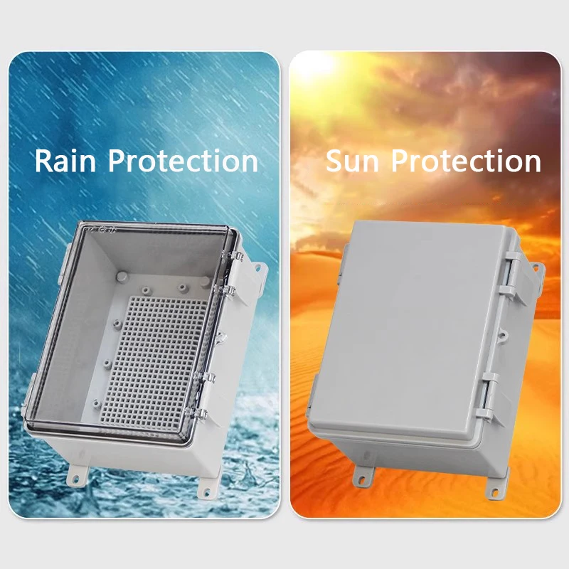 Caixa eletrônica à prova d'água externa ip66, capa cinza/transparente, caixa de distribuição, caixas abs com fivela, caixa de junção de plástico