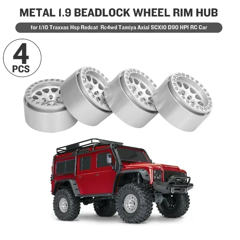 

4pcs Metal 1.9" Beadlock Wheel Rim Wheel Hub for 1/10 RC Crawler Car Axial SCX10 Trxs TRX4 RC4WD D90 Redcat Gen8 VS4-10