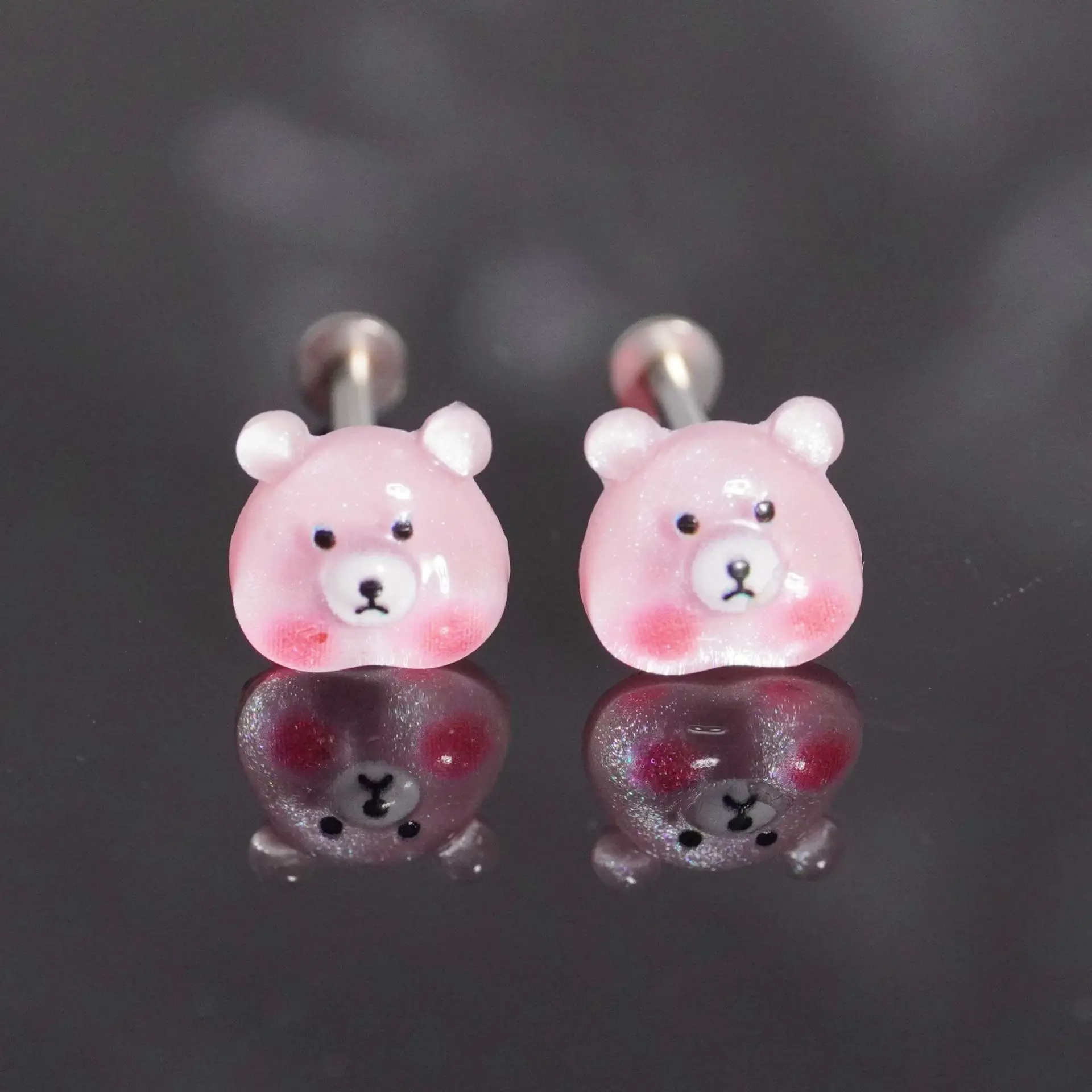 Hot Sale Pink Piggy Tongue Stud Stainless Steel Resin Cute Cartoon Tongue Piercing RIngs Decoration Human Puncture Jewelry