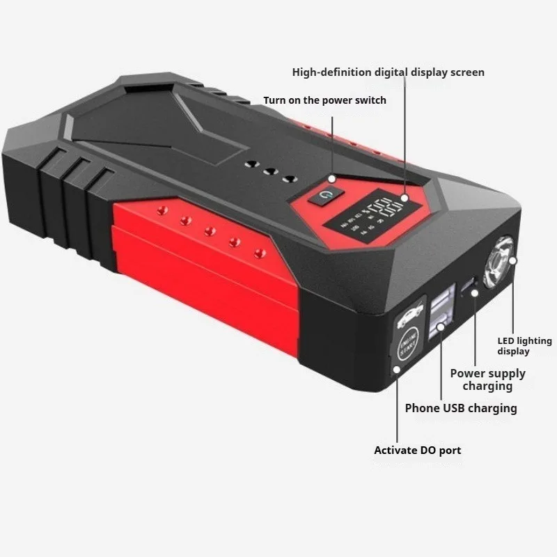 12V 6000mAh Portable Car Jump Starter Power Bank Petrol Diesel Car Emergency Booster Starting Device for Motorcycles, Auto