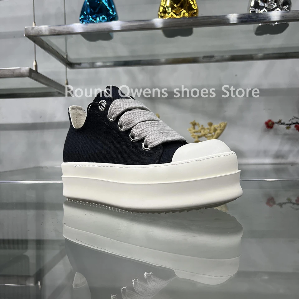 

Low Top Casual Shoes Men Double Bumpers 6 CM Thick Sole Jumbo Lace Canvas Summer Designer Trainer Women Ro Lace Up Flat Sneakers