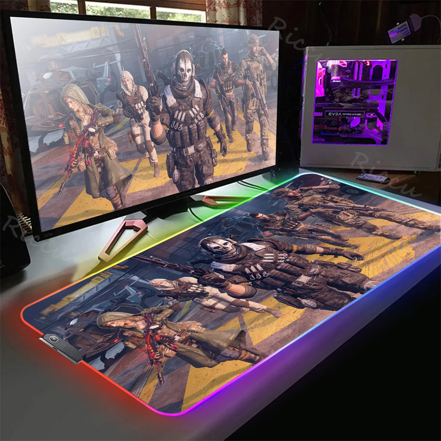 Call of Duty Mouse Pad Gamer Rgb Desk Mat Back Light Led Mousepad Setup Gaming Accessories Deskmat Big Mousepepad Backlight