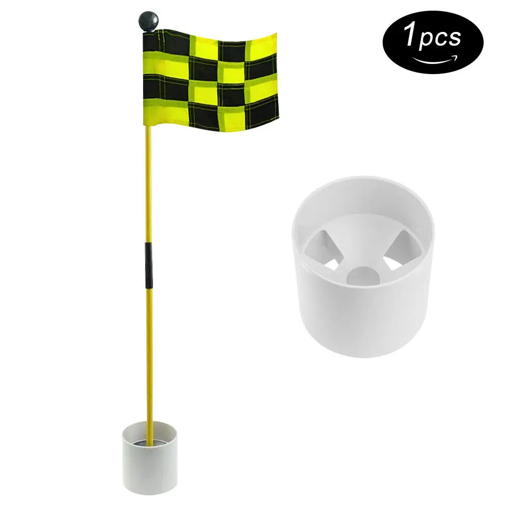 CRESTGOLF Golf Hole Pole Cup Flag Stick for Backyard Practice Detachable Portable Golf Putting Green Flagstick 1 Set