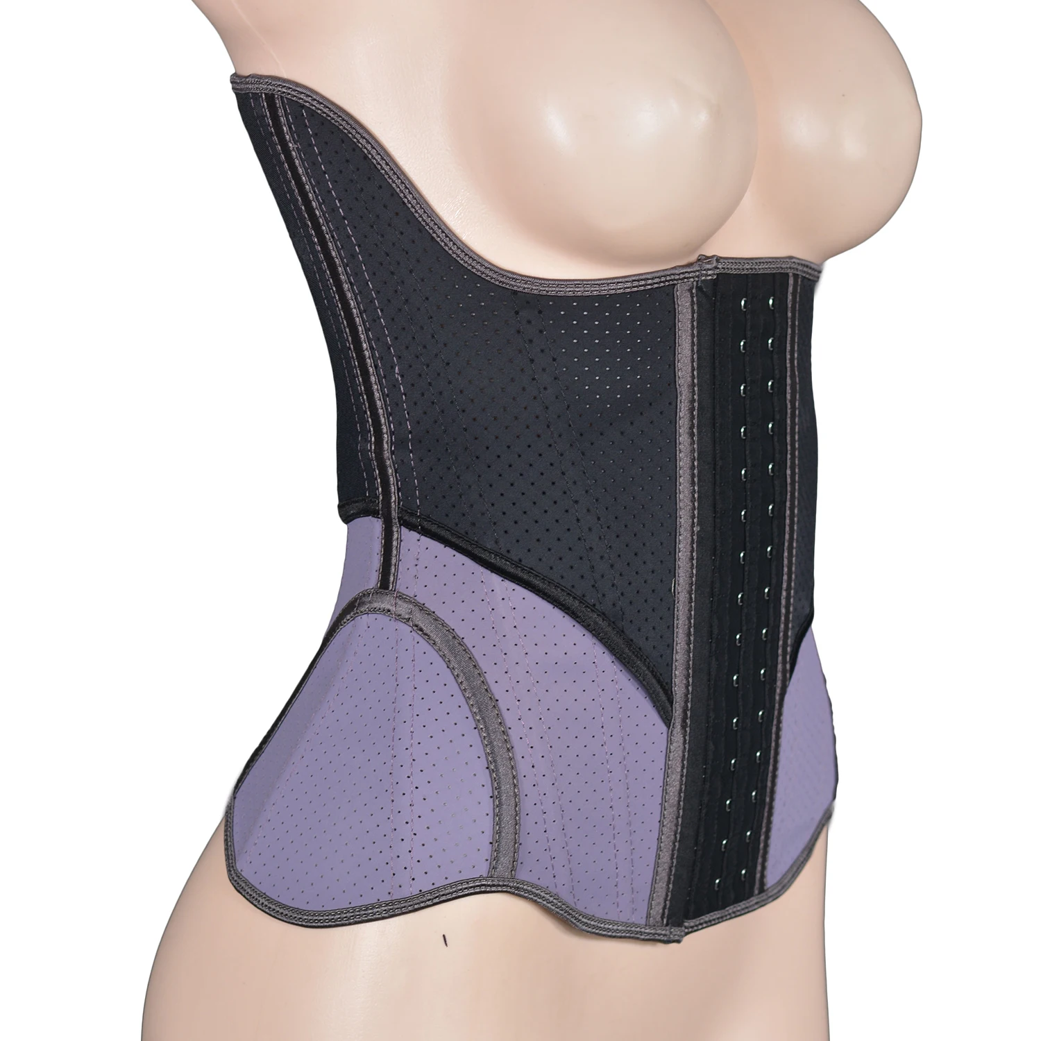 Womnen Black And Purple Latex Waist Trainer Body Shapewear Slim Sheath Fajas Colombian Cincher Corset