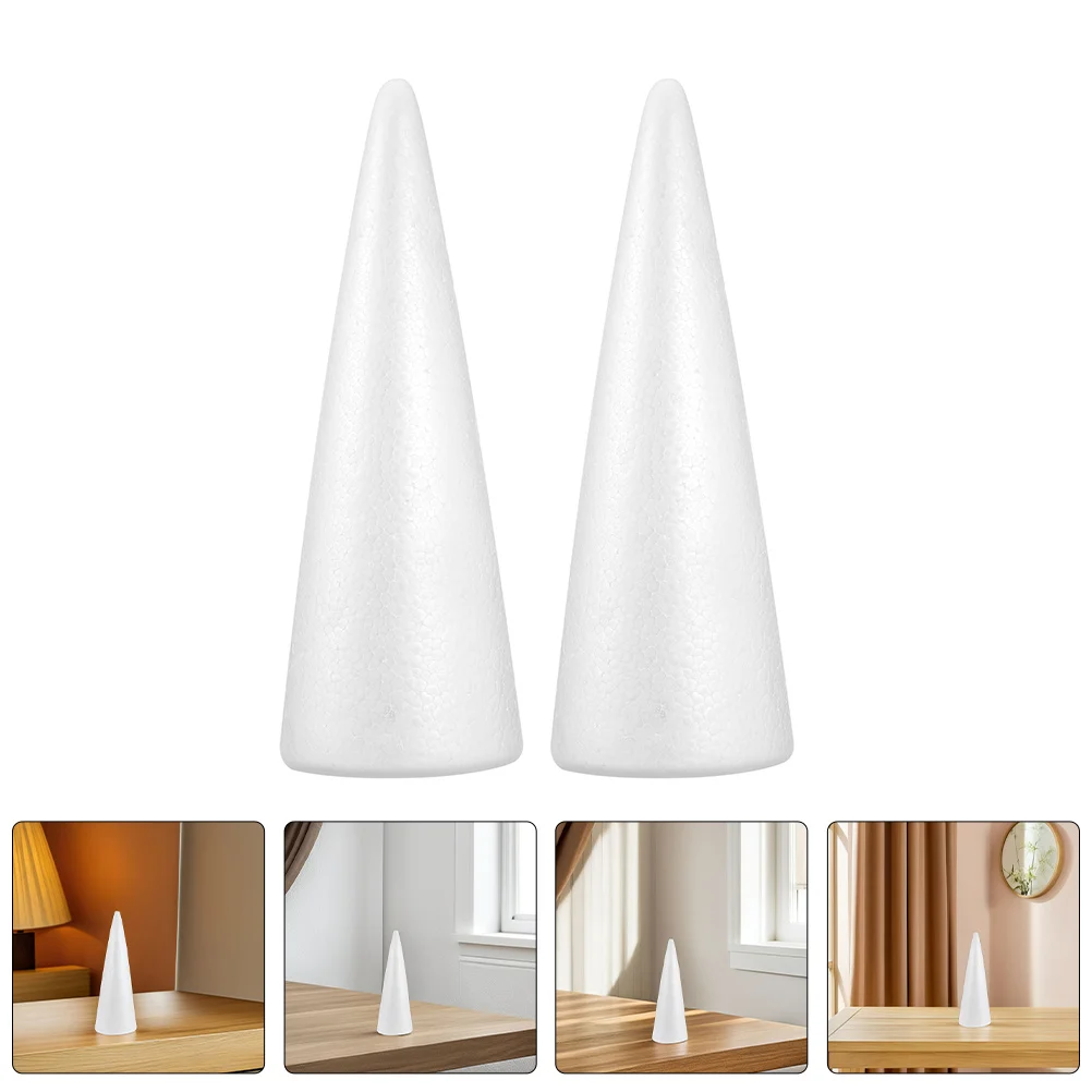 Cones de espuma artesanal, 2 peças, cone de poliestireno branco para projetos de arte infantil diy, artesanato escolar, decorações festivas, peça central de mesa
