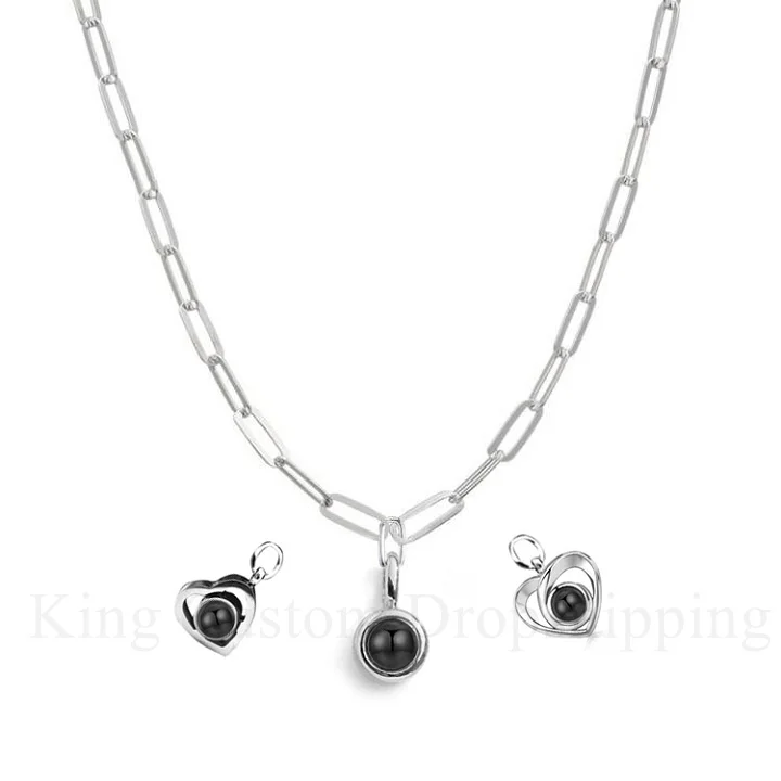 

New Custom Photo Projection Necklace has Multiple Pendants to Choose From, Birthday Stone Necklace Anniversary Gift for Family.