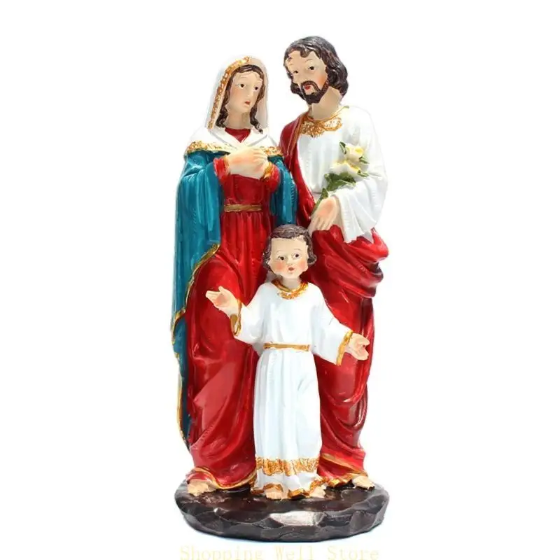 KX4B Religious Jesus Family Statue Desktop Ornament Resin Statue Figurine for Creative Sculpture for Home Decor Indoor for Cr