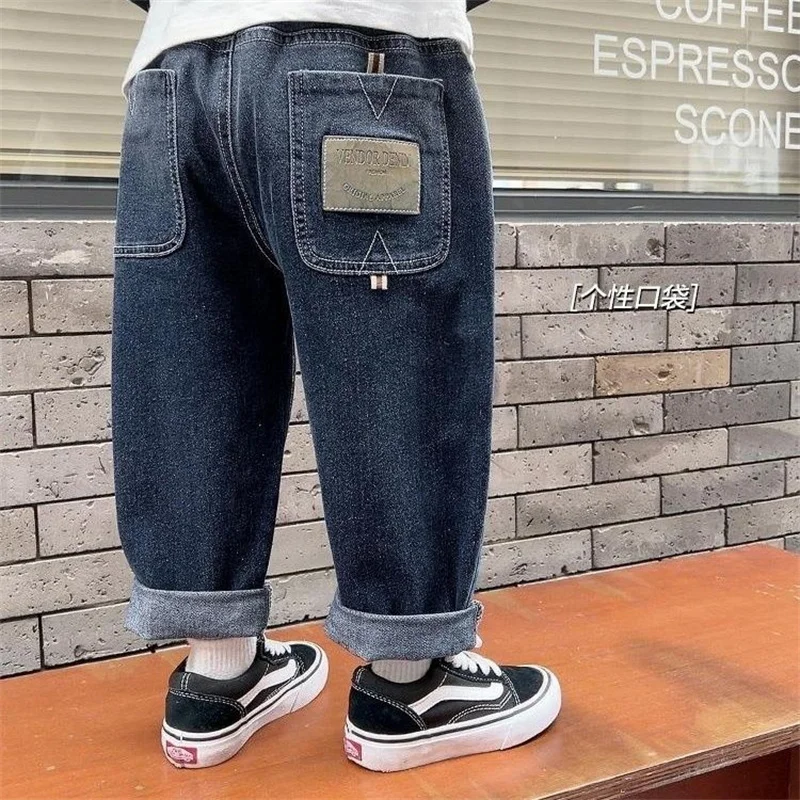 Pantaloni larghi per ragazzi Jeans primaverili per bambini Tendenza autunnale per bambini Pantaloni a gamba larga Nuovi bambini Fashiom Denim Abbigliamento casual per bambini