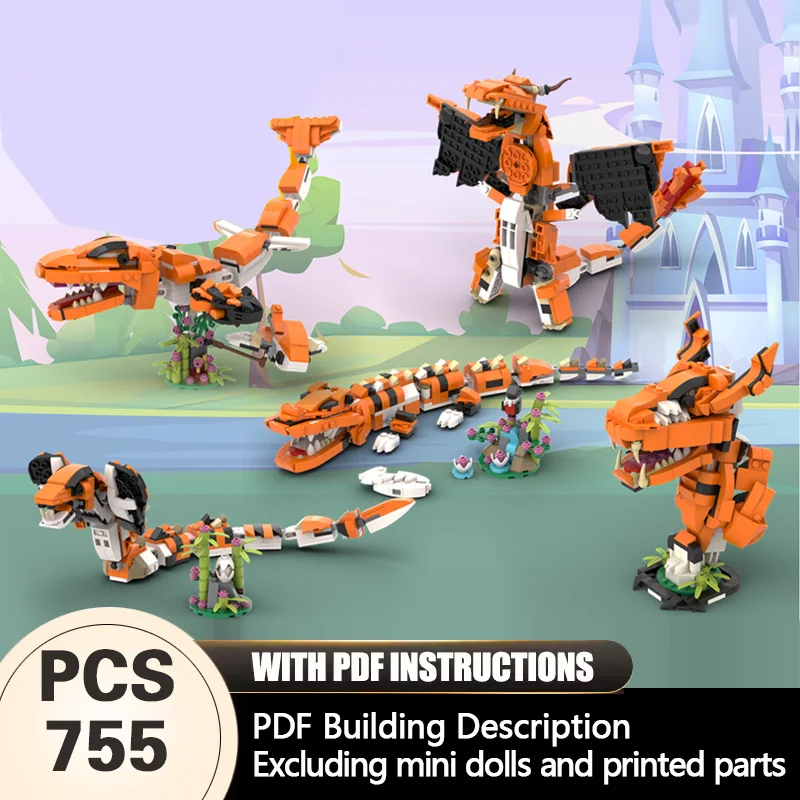

Creators Animal Series Model MOC Building Bricks Dragon & Crocodile Pack Modular Technology Gifts Holiday Assemble Children Toys
