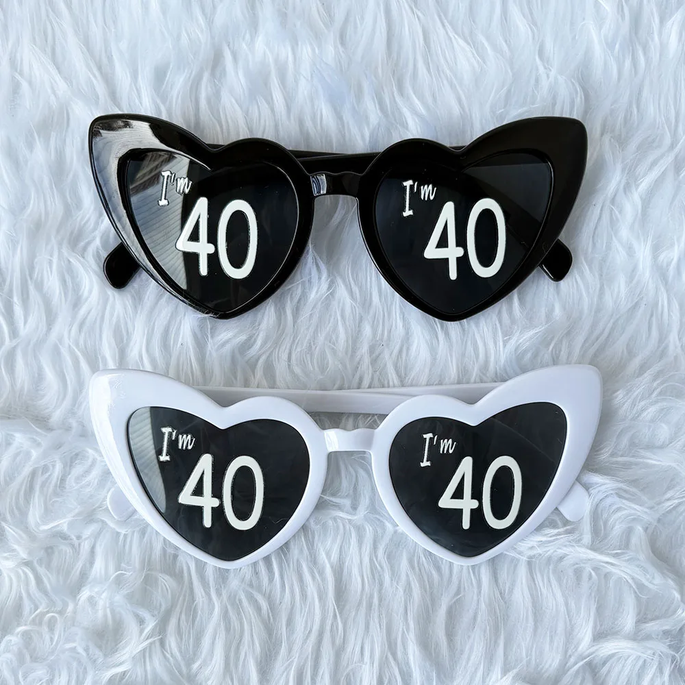 أنا 30th 40th 50th 60th عيد ميلاد نظارات حفلات شخصية على شكل قلب النظارات الشمسية للنساء الرجال هدية عيد ميلاد لوازم الحفلات