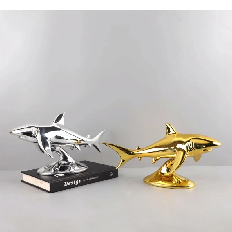 Abstract Resin Shark Model Ornament Animal Sculpture Office Desktop Decoration Art Home Craft Decorative Accessories