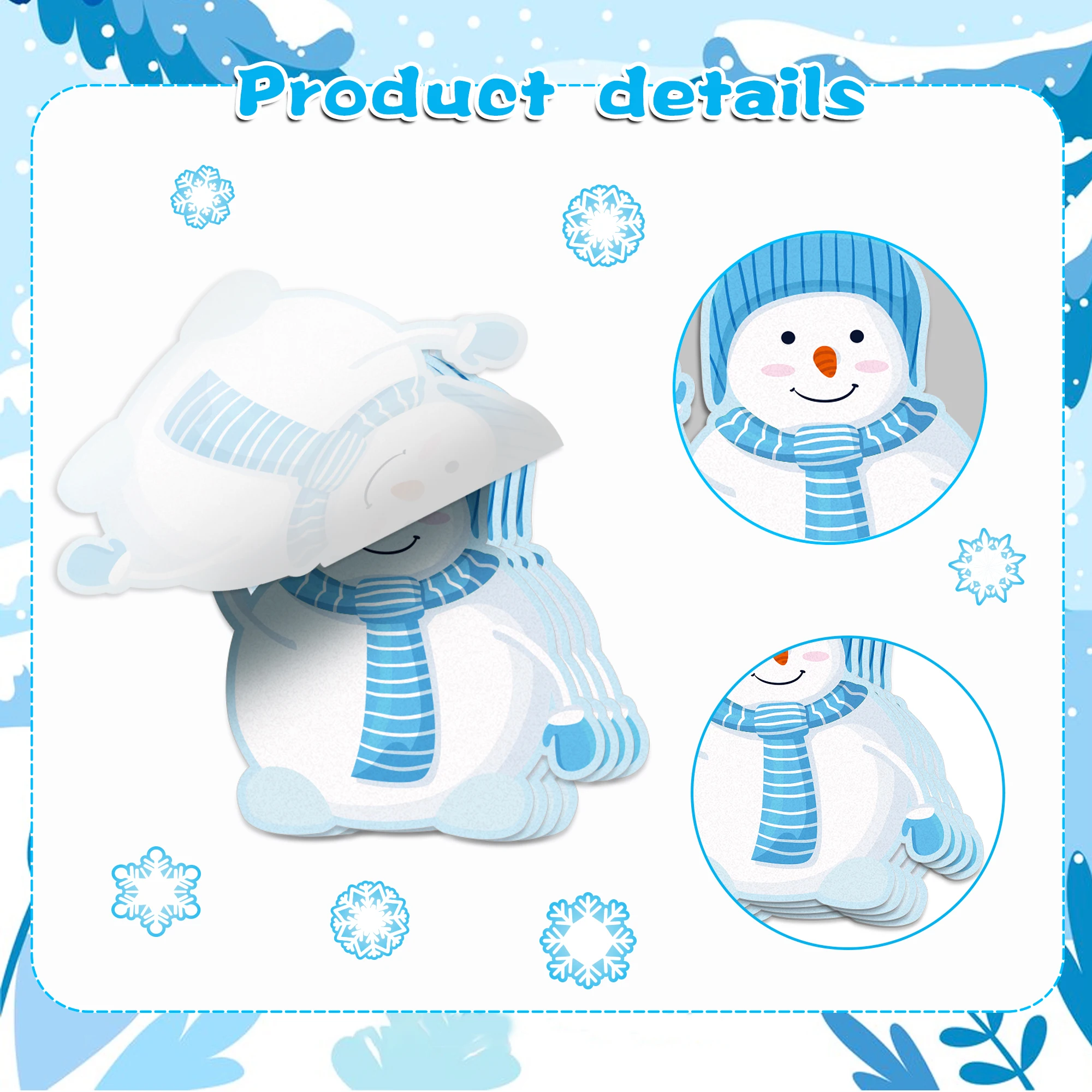 12/24 قطعة عيد الميلاد ثلج على شكل لوحات مذكرة ، منصات ملاحظات ذاتية اللصق ، الثلاجة ملاحظات لاصقة لمستلزمات حفلات عيد الميلاد