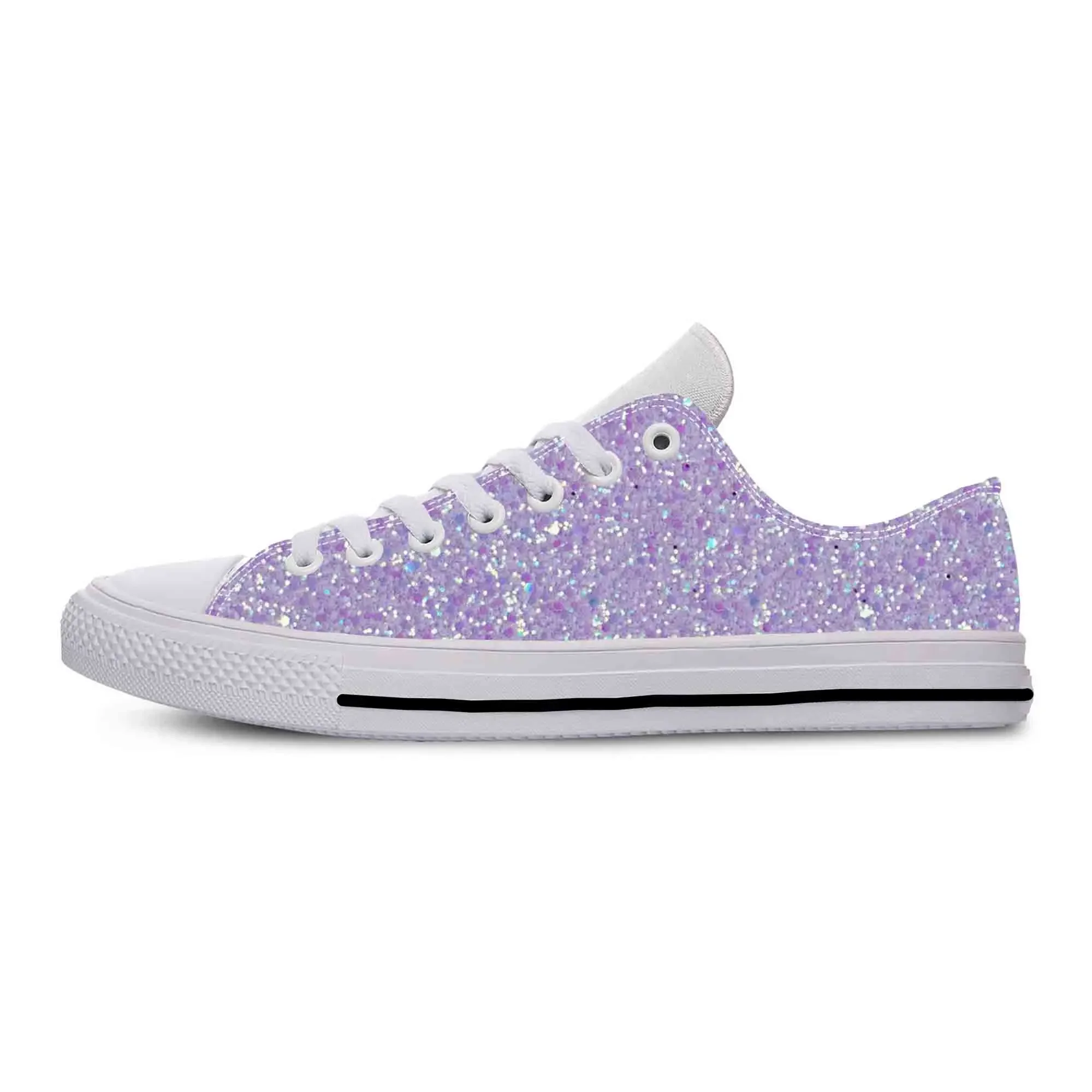 Glitter Sparkle Sparkling Glittery Pattern Galaxy Casual Cloth Shoes Low Top Comfortable Breathable 3D Print Men Women Sneakers
