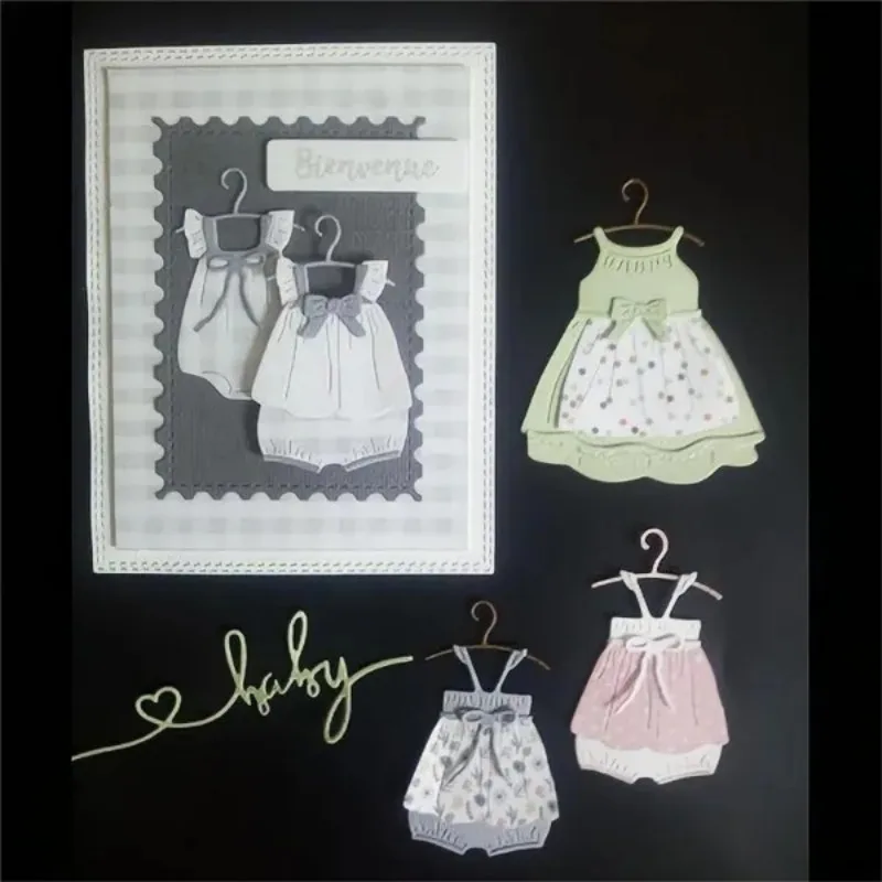 Baby Girl Dress and Baby Boy Overalls Die Cuts for Card Making Metal Cutting Dies Embossing Paper Dies for Scrapbooking DIY