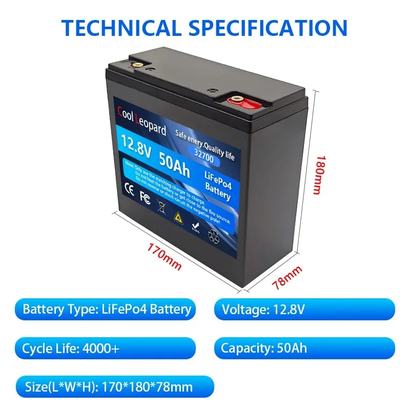 New 12V 50Ah LiFePo4 Battery With BMS 12V 50Ah Deep Cycle Battery For Power Wheels Fish Finder Lighting Supply Lithium Battery