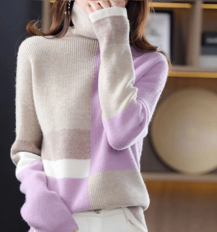 High Collar Cashmere Base Shirt Trendy Women's Autumn Winter New Style Label Removed Korean Style Warmth Heating Pure Color