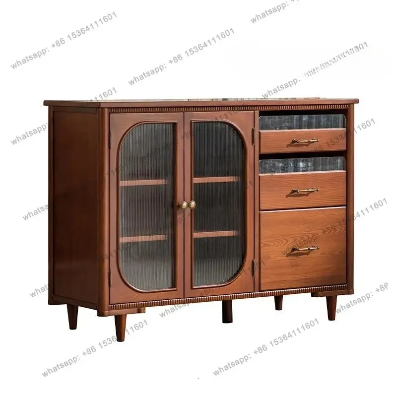 

Retro small apartment dining side living room tea cabinet locker solid wood cabinet side cabinet tea bar machine