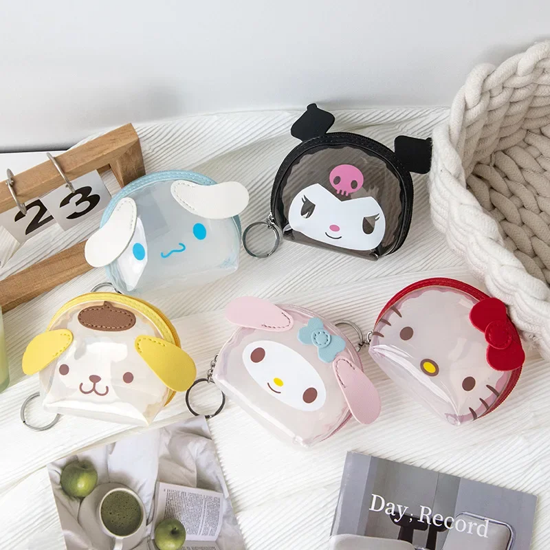 Hello Kitty Kuromi Anime Handbag Moeda portátil Kawaii Sanrio Bolso de fone de ouvido Desenhos animados fofos My Melody Ins Carteira para crianças