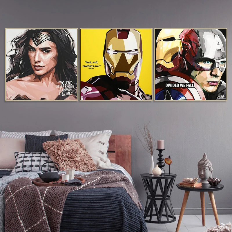 Iron Man Decoration Painting Marvel Posters  American Movie Spider Man Mural Avengers League Esports Room Clown Canvas Painting - view 2