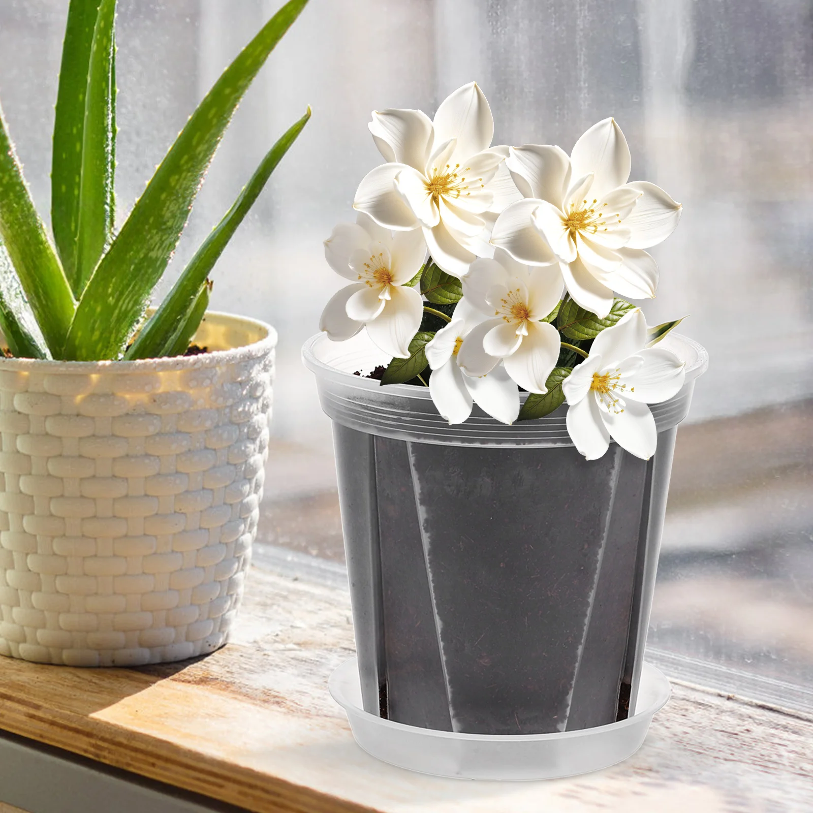 

4 Pcs Orchid Pots Plastic Flower Pots with Drainage Holes for Indoor Plants Succulent Planter Breathing Pot Plant Container
