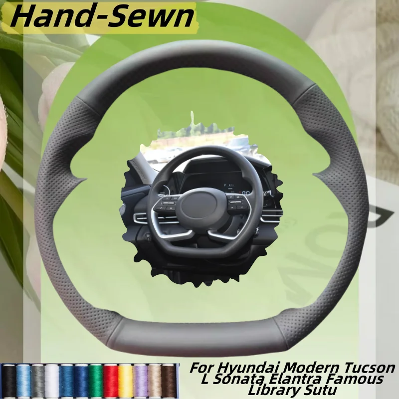 

Car Steering Wheel Cover Hand-Sewn Microfiber Leather For Hyundai Modern Tucson L Sonata Elantra Famous Library Sutu Accessorie
