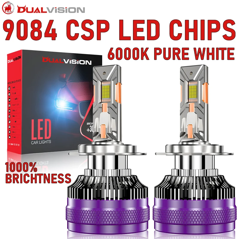 

Светодиодные фонари Dualvision H4 Canbus No Error K5C H7 H1 H11 H8 H9 HB3 9005 9006 HB4 HIR2 9012 Автомобильные фары 24 шт. CSP CHIP Противотуманные фары
