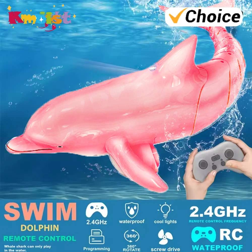 2.4G Rc Dolphin Fish Toy Light Water Pool Electric Waterproof Remote Control Swimming Animal Toys for Boys Kids Christmas Gift