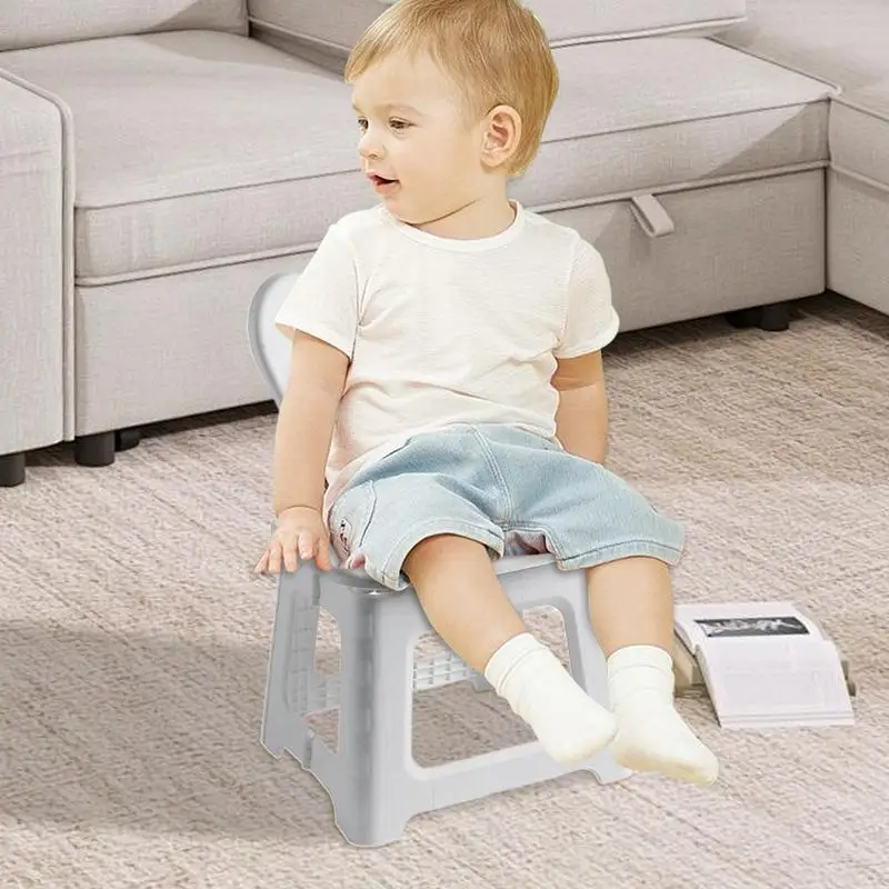 Folding Step Stool Cute Animal Kids Folding Chairs With Back Support Thickened Seat Furniture Home Shoe Changing Chair For Home