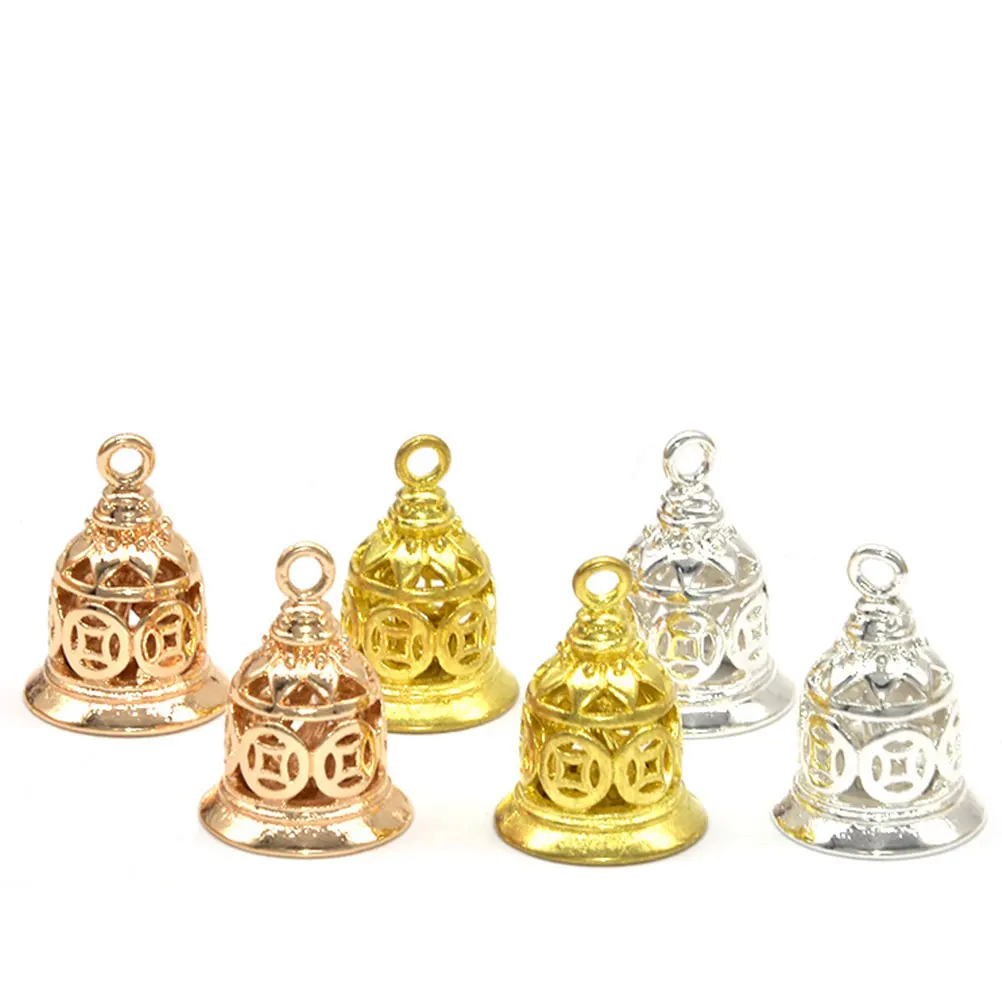 

6 Pcs Copper Coin Bell Fortune Accessories Pendant Metal DIY Hollow Hanging Cash Chinese Style Long Lasting Festive Gift